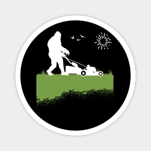 Bigfoot, the Lawn Mowing Sasquatch: Taming and Cutting Grass Magnet